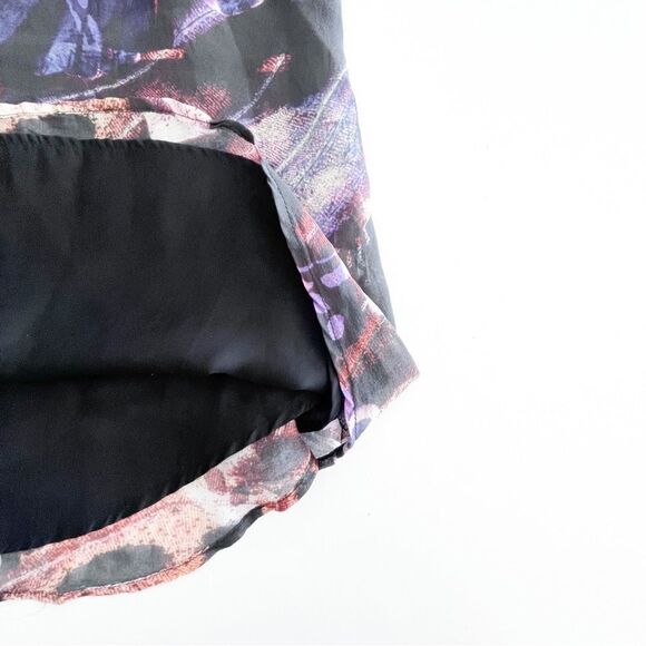 Lavender Brown 100% Silk Spaghetti Strap Racer Back Tank Top Black Abstract M - Picture 5 of 7